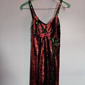Sequin Red and Green Dress